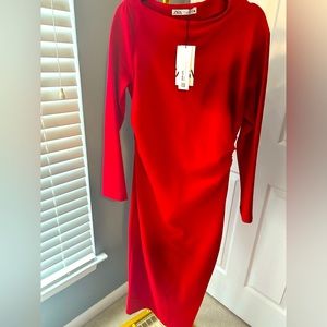 Zara boatneck red dress